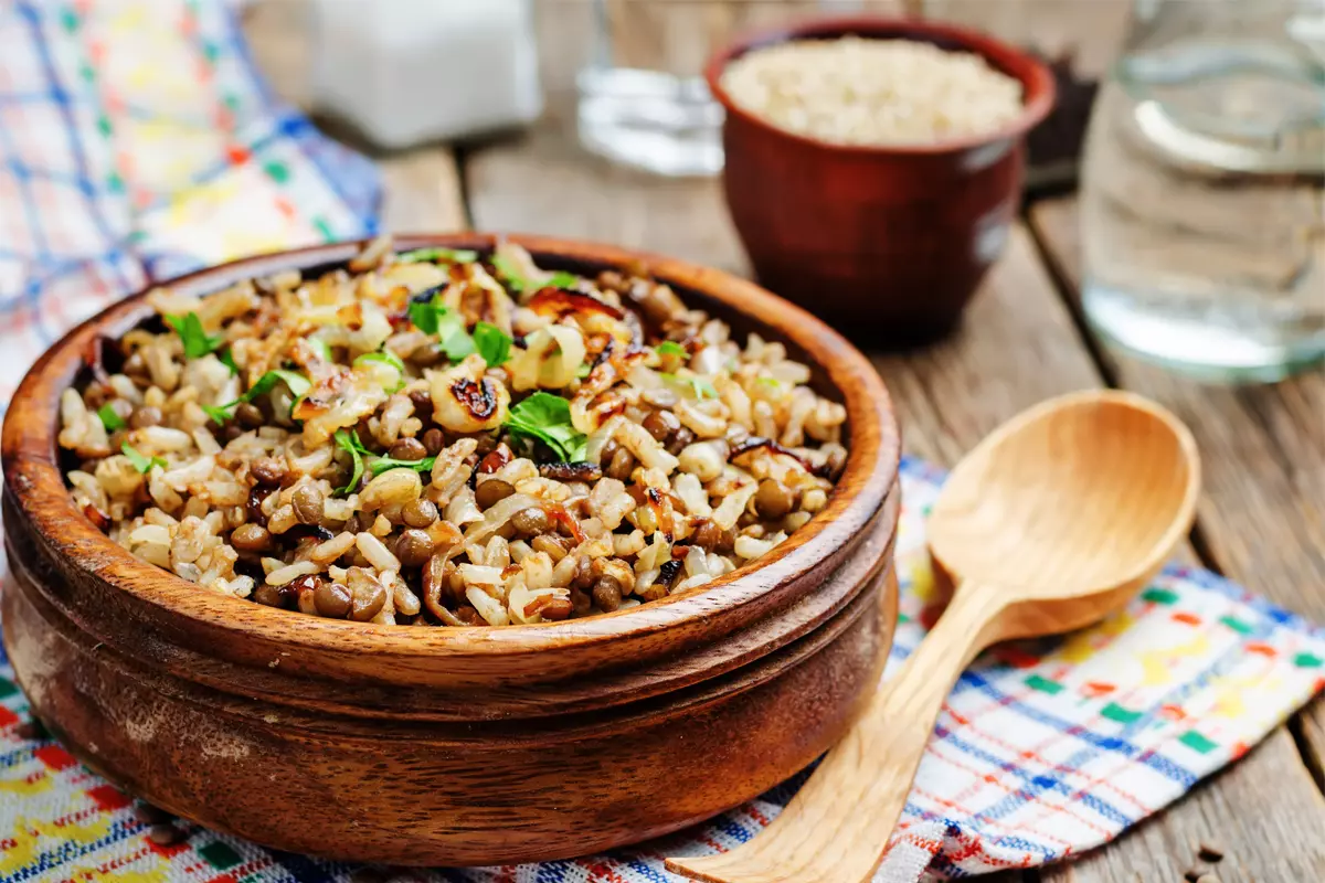 arroz com lentilha